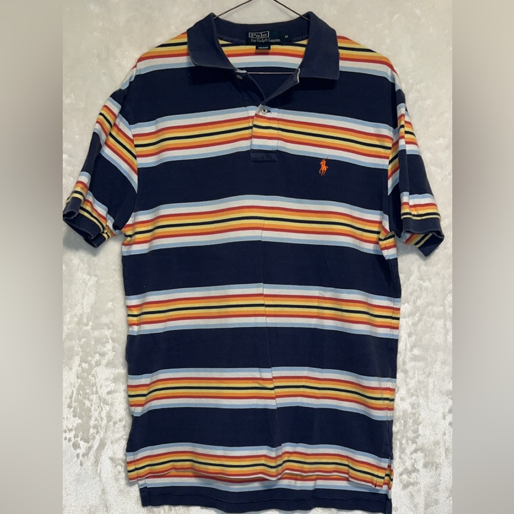 Ralph Lauren Striped Polo Shirt - Navy and Multicolor